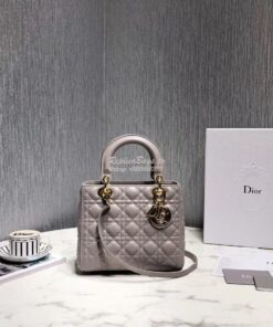 Replica Dior Lady Dior in Grey Lambskin