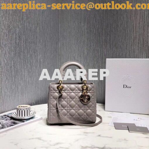 Replica Dior Lady Dior in Grey Lambskin