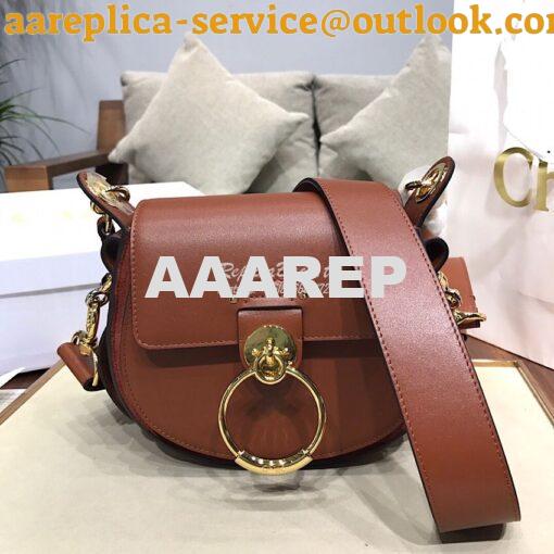 Replica Chloe Tess Bag in Shiny and Suede Leather 3727 Brown 2