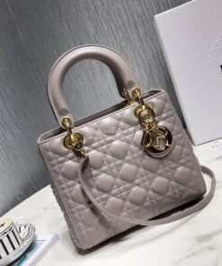 Replica Dior Lady Dior in Grey Lambskin 2