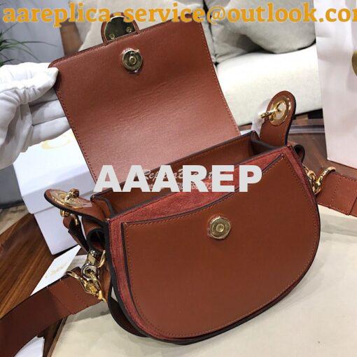 Replica Chloe Tess Bag in Shiny and Suede Leather 3727 Brown 8