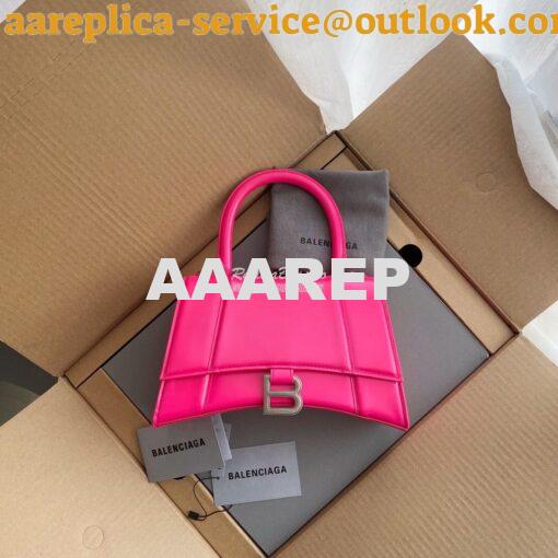 Replica Balenciaga Hourglass Top Handle Bag In Pink Shiny Box Calfskin 2