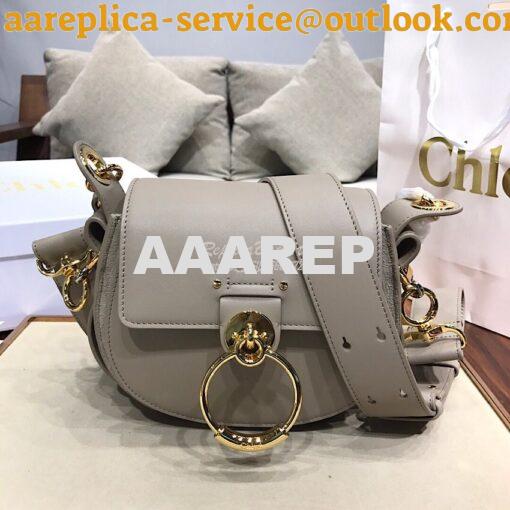 Replica Chloe Tess Bag in Shiny and Suede Leather 3727 Grey 2