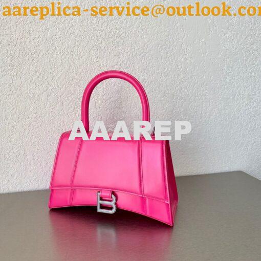 Replica Balenciaga Hourglass Top Handle Bag In Pink Shiny Box Calfskin 3