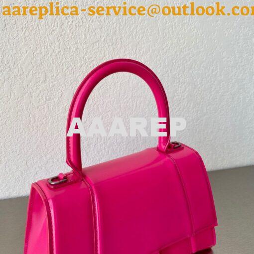 Replica Balenciaga Hourglass Top Handle Bag In Pink Shiny Box Calfskin 4