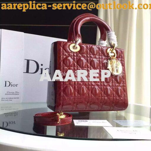 Replica Christian Dior Quilted Patent Leather Lady Dior Bag 12