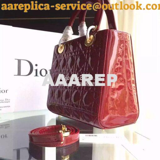 Replica Christian Dior Quilted Patent Leather Lady Dior Bag 12 3