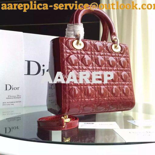 Replica Christian Dior Quilted Patent Leather Lady Dior Bag 12 4