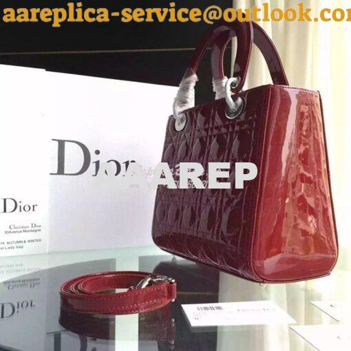 Replica Christian Dior Quilted Patent Leather Lady Dior Bag 12 12