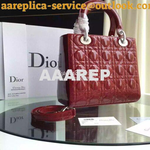 Replica Christian Dior Quilted Patent Leather Lady Dior Bag 12 13