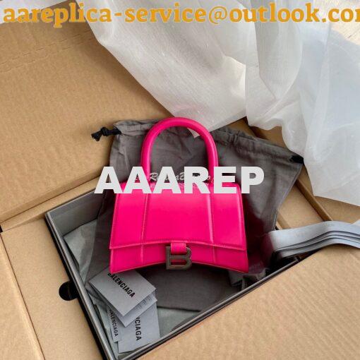 Replica Balenciaga Hourglass Top Handle Bag In Pink Shiny Box Calfskin 9