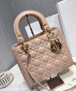 Replica Dior Lady Dior in Nude Lambskin 2