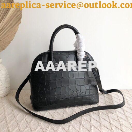 Replica Balenciaga Ville Top Handle Bag In Black Crocodile Emboosed Ca 12