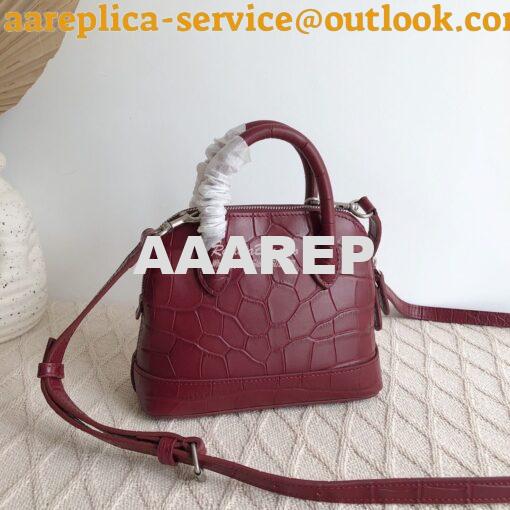 Replica Balenciaga Ville Top Handle Bag In Burgundy Crocodile Emboosed 7