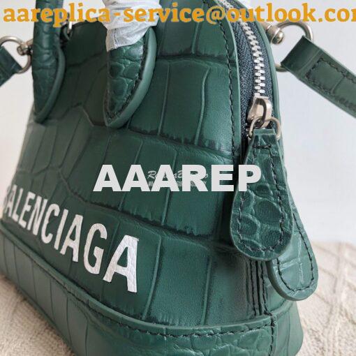 Replica Balenciaga Ville Top Handle Bag In Dark Green Crocodile Emboos 3