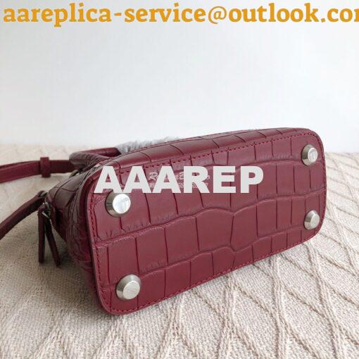 Replica Balenciaga Ville Top Handle Bag In Burgundy Crocodile Emboosed 8