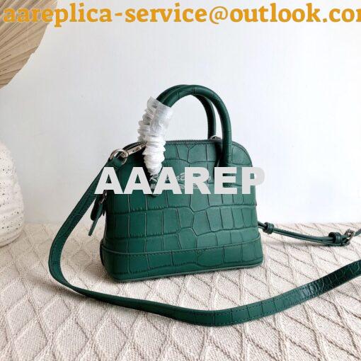 Replica Balenciaga Ville Top Handle Bag In Dark Green Crocodile Emboos 6