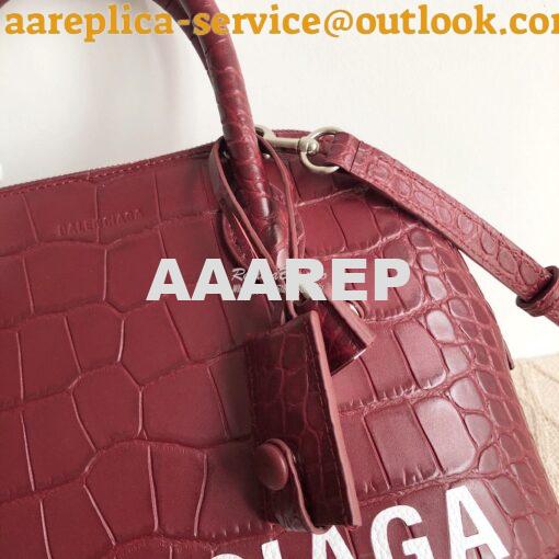 Replica Balenciaga Ville Top Handle Bag In Burgundy Crocodile Emboosed 10