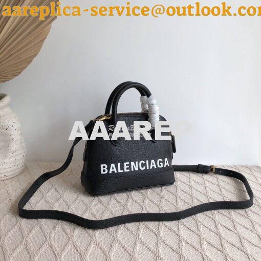 Replica Balenciaga Ville Top Handle Bag In Black Small Grain Calfskin