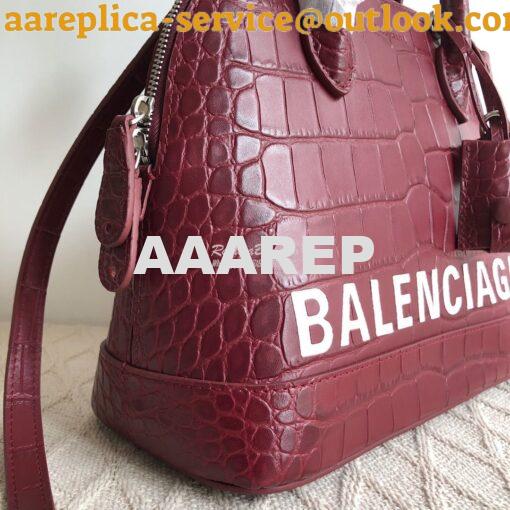 Replica Balenciaga Ville Top Handle Bag In Burgundy Crocodile Emboosed 11