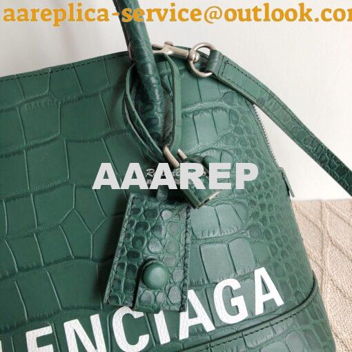 Replica Balenciaga Ville Top Handle Bag In Dark Green Crocodile Emboos 8