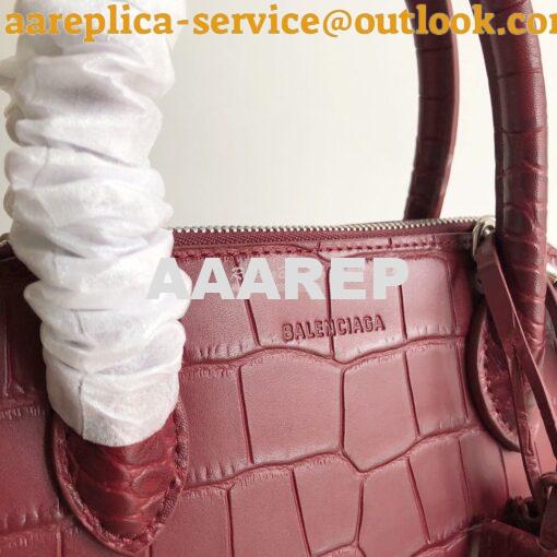 Replica Balenciaga Ville Top Handle Bag In Burgundy Crocodile Emboosed 12