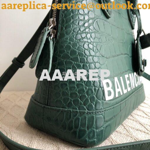 Replica Balenciaga Ville Top Handle Bag In Dark Green Crocodile Emboos 9