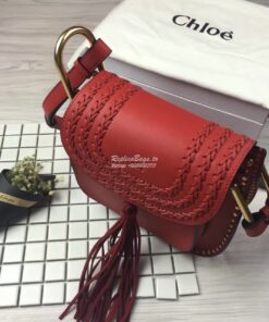 Replica Chloe Hudson Shoulder Bag in Suede Calfskin Red 2