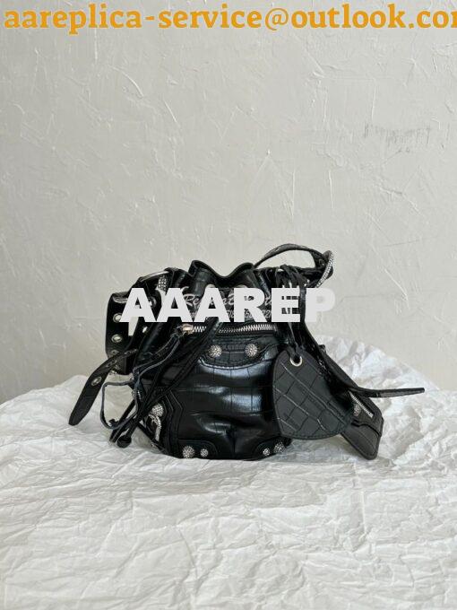 Replica Balenciaga Le Cagole XS Bucket Bag in Crocodile Embossed With