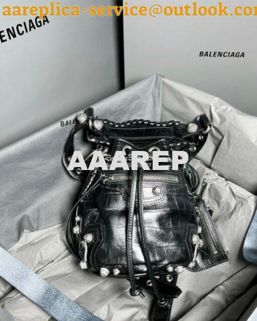 Replica Balenciaga Le Cagole XS Bucket Bag in Crocodile Embossed With 3