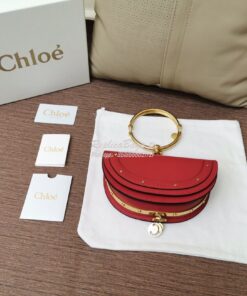 Replica Chloe Small Nile Minaudière in Smooth Calfskin Red 2