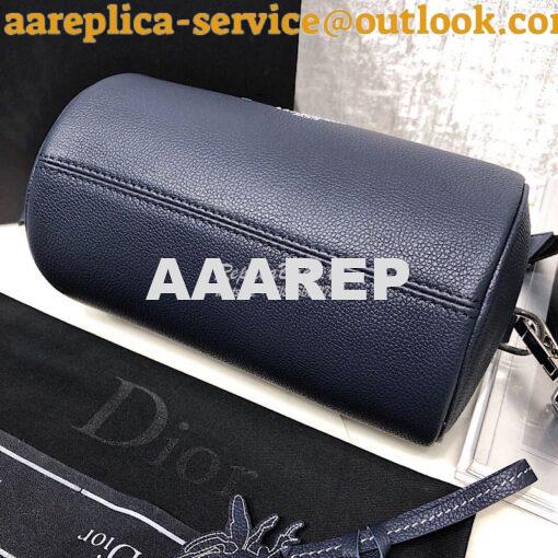 Replica Dior Navy Blue Grained Calfskin "Roller" Pouch With "Atelier" 8