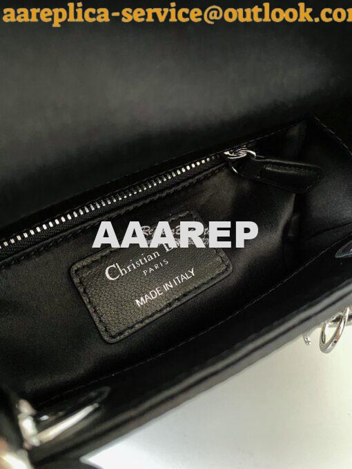 Replica Dior Mini Lady Dior Bag In Black "Cannage" Satin With Rhinesto 7