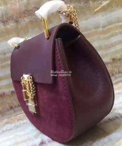 Replica Chloe Drew Shoulder bag Smooth and Suede Calfskin Wine