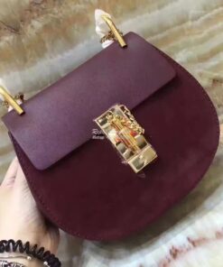 Replica Chloe Drew Shoulder bag Smooth and Suede Calfskin Wine 2