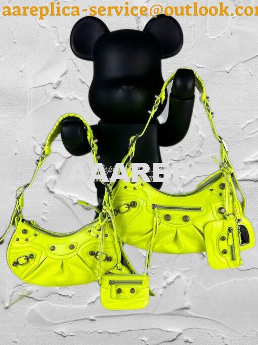 Replica Balenciaga Le Cagole XS S Shoulder Bag in Lambskin Neon Yellow