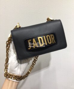 Replica Dior Mini J'adior Flap Bag In Black Smooth Calfskin