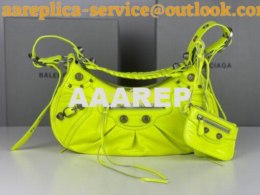 Replica Balenciaga Le Cagole XS S Shoulder Bag in Lambskin Neon Yellow 4