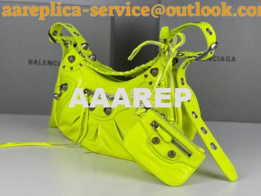 Replica Balenciaga Le Cagole XS S Shoulder Bag in Lambskin Neon Yellow 7