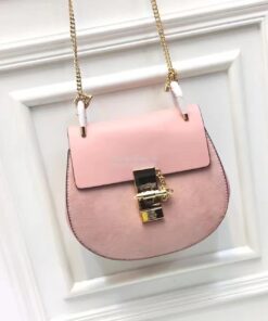 Replica Chloe Drew Shoulder bag Smooth and Suede Calfskin Pink