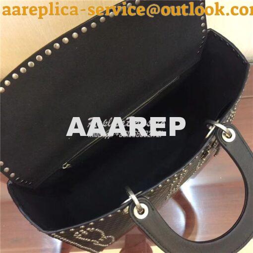 Replica Dior Large "Lady Dior" supple bag in black calfskin leather 7