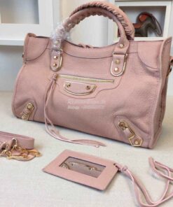 Replica Balenciaga Classic Goatskin Metallic Edge City Powder Pink