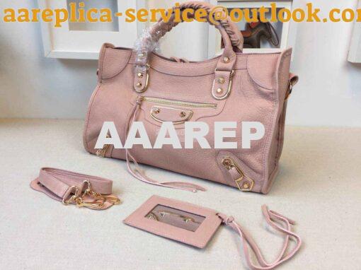 Replica Balenciaga Classic Goatskin Metallic Edge City Powder Pink