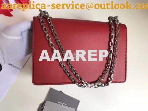 Replica Dior J'ADIOR Flap Bag With Silver Chain in Calfskin Red 2