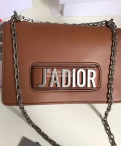 Replica Dior J'ADIOR Flap Bag With Silver Chain in Calfskin Brown