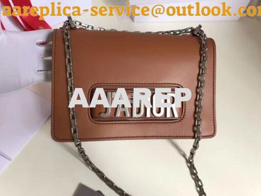 Replica Dior J'ADIOR Flap Bag With Silver Chain in Calfskin Brown