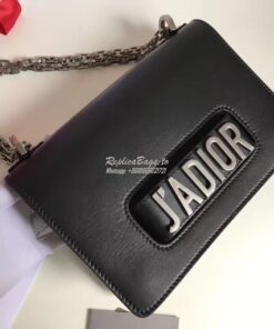 Replica Dior J'ADIOR Flap Bag With Silver Chain in Calfskin Black