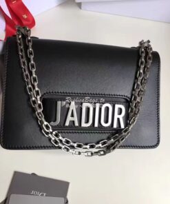 Replica Dior J'ADIOR Flap Bag With Silver Chain in Calfskin Black 2