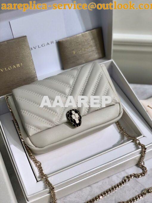 Replica Bvlgari Serpenti Cabochon Micro Shoulder Bag 288755 White 3