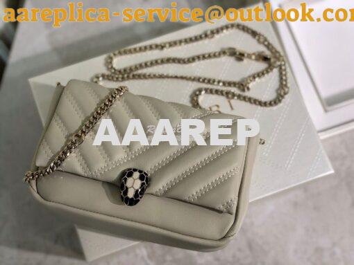 Replica Bvlgari Serpenti Cabochon Micro Shoulder Bag 288755 White 4